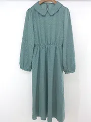 ◇ RAY CASSIN レイカズン 花柄 丸襟 長袖 膝下丈 ワンピース サイズF グリーン パープル系 レディース P  【1209020003629】