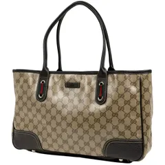 グッチ GUCCI GGクリスタル トートバッグ シェリーライン ウェブ トートバッグ コーティングキャンバス ベージュ ブラウン 293592 レディース 【中古】