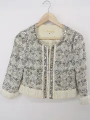 ◇ VOUS ETES ヴゼット スパンコール 長袖 ノーカラー ジャケット サイズ38 グレー系 レディース P  【中古】 【1209020007504】のサムネイル