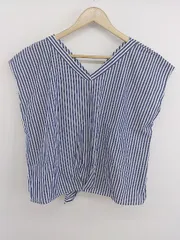 ◇ index インデックス ストライプ ノースリーブ シャツ ブラウス サイズL ネイビー ホワイト レディース P  【中古】 【1209020006972】のサムネイル