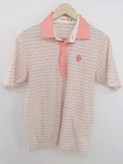 ◇ PARADISO パラディーゾ ボーダー 半袖 ポロシャツ サイズM ホワイト ピンク メンズ P  【中古】 【1209050001206】のサムネイル