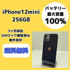 【バッテリー最大容量100％】iPhone12mini 256GB ブラック【SIMロック解除済み】