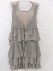 ◇ MARELLA マレーラ フリル ノースリーブ ミニ ワンピース サイズL グレー ベージュ系 レディース P  【中古】 【1209070008520】のサムネイル