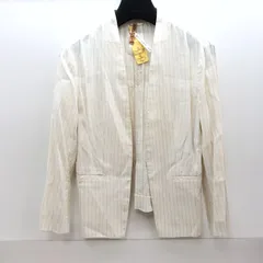 ANAYI レディース ノーカラー ジャケット 38サイズ 麻 ストライプ ホワイト アナイ SGAW26-1718のサムネイル