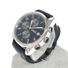 D&G クロノグラフ 腕時計 ブラック文字盤 レザーベルト ドルチェ 