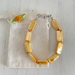 超美品☆高級バロックイエロー淡水パールブレスレット