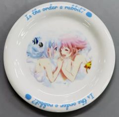 [중고] 접시 · 찻잔 코코아 & 치노 (파란색) 플레이트 A [주문은 토끼입니까? 전 Cafe Lumiere]