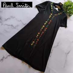 近年 ポールスミス フラワー刺繍 ニットワンピース ロング フレア 黒 Mのサムネイル