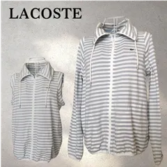 LACOSTE ラコステ 2WAY ボーダー ジップアップ ジャケット 38 (M)グレー×ホワイトのサムネイル