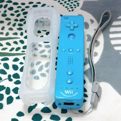 Wiiリモコンプラス ブルー RVL-036 任天堂 純正 Wiiモーションプラス内蔵 シリコンカバー付 動作確認済み Nintendo Wii 青 コントローラー