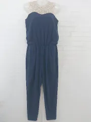 ◇ MIIA ミーア レース 切替 ノースリーブ オールインワン サイズF ネイビー ベージュ系 レディース P  【中古】 【1209230000135】のサムネイル