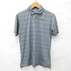 ナイキゴルフ NIKE GOLF ゴルフ スポーツウエア シャツ ポロシャツ 半袖 ボーダー ロゴ プリント 吸水速乾 グレー L