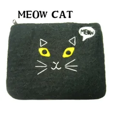 【ポーチ】黒猫 ハンドメイドフェルトポーチ ネコ 猫 キャット ネコ ねこ 猫グッズ 猫雑貨 千葉 プレゼント cat goods
