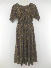 ◇ SHEL'TTER シェルター 花柄 半袖 ロング ワンピース サイズF ブラック オレンジ イエロー レディース P  【中古】 【1209260000273】のサムネイル
