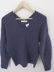 ◇ JEANS FACTORY Clothes V 넥 긴팔 니트 스웨터 사이즈 F 퍼플 계 멀티 레이디스 P [중고] [1209230009916]