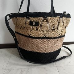 美品♡ヘレンカミンスキ 2way ラフィアバッグ ショルダーバッグ ハンドバッグ ヘレンカミンスキー 2way ラフィアバッグ バイカラー ハンド