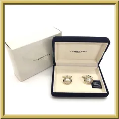 【未使用】極美品 タグ付 BURBERRY バーバリー カフス カフリンクス オーバル ロゴ ゴールドカラー×シルバーカラー 紳士 メンズ 男性用 ブランド アクセサリー スーツ 小物  ファッション小物 ケース/外箱付 A44