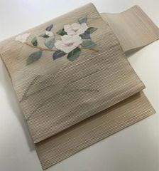 ⭐️草花紋様 夏物 八寸名古屋帯⭐️紗 夏帯 単衣〜夏着物 セミ