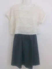 ◇ ◎ SOUP スープ フォーマル 半袖 ミニ ワンピース サイズ9 アイボリー ネイビー レディース P  【中古】 【1210140009361】のサムネイル