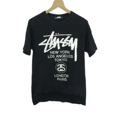 ステューシー STUSSY Tシャツ S 黒 ブラック プリント ラウンドネック 半袖 /NP ■ECD003