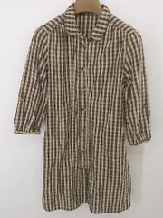 ◇ ◎ bulle de savon ビュル デ サボン チェック 七分袖 ミニ ワンピース サイズF ベージュ ブラウン レディース P  【中古】 【1211050001452】のサムネイル