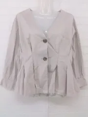 ◇ Simplicite シンプリシテェ ノーカラー 長袖 ジャケット ベージュ レディース P  【中古】 【1211100015651】のサムネイル