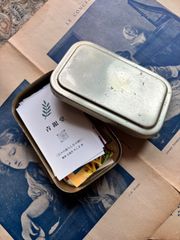 レトロ ライラックミシン ケース 小物入れ アンティーク ブリキ缶