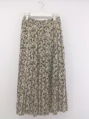 ◇ Doux archives ウエストゴム ボタニカル ロング プリーツ スカート サイズF ベージュ ブラック レディース P  【中古】 【1211150008368】のサムネイル
