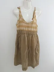◇ MUVEIL×muguet fifth avenue ボーダー 膝下丈 キャミソールワンピース ベージュ系 ブラウン系 レディース P  【中古】 【1211230001555】のサムネイル