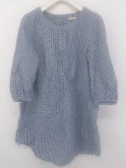 ◇ ◎ NIMES ニーム チェック 七分袖 チュニック ワンピース ブルー ホワイト系 レディース P  【中古】 【1212140000768】のサムネイル