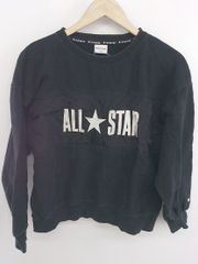 ◇ CONVERSE コンバース 切替 長袖 トレーナー サイズM ブラック ホワイト レディース P 【1212160003374】