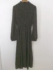 ◇ fifth フィフス 総柄 シャーリング 長袖 膝下丈 ワンピース ブラック イエロー系 マルチ レディース P  【中古】 【1212190005126】