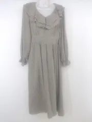 ◇ w closet ダブルクローゼット 花柄 長袖 膝下丈 ワンピース サイズM ダークグレー系 ブラウン系 レディース P  【1212230004416】のサムネイル