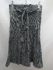 ◇ ZARA BASIC サイドジップ　チェック柄　プリーツ ひざ丈 フレア スカート サイズXS ブラック系 レディース E  【1212260012467】のサムネイル