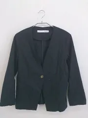 ◇ CLOCHE クロシェ リネン混 1B 七分袖 テーラード ジャケット サイズ02 ダークネイビー系 レディース P  【1212270005053】のサムネイル