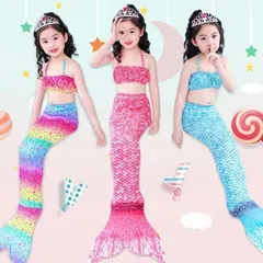3点セット 尻尾 ビキニ セット リトルマーメイド 人魚 水着 女の子 キッズ クリスマス コスプレ 子供 コスチューム 人魚 マーメイド 衣装 プリンセス 人魚姫 ドレス 100 110 120 130 140 150 CSZ516P0204