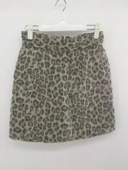 ◇ Heather ヘザー 豹柄 レオパード バックジップ ミニ タイト スカート サイズS ベージュ ブラック レディース P  【1301070004912】