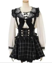 美品♡リズリサ♡メイドライクサスペンダー付スカート♡ブラック