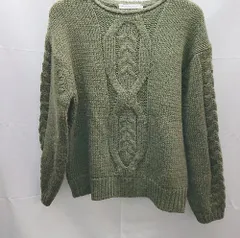 ◇ AMERICAN HOLIC アメリカン ホリック ケーブル編み シンプル 長袖 ニット セーター サイズM カーキ レディース E  【1301120021272】