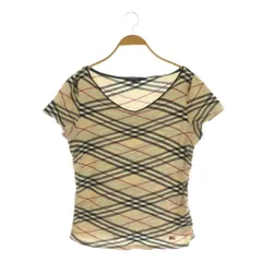 バーバリー BURBERRY ニット カットソー 半袖 Vネック 2 ベージュ /MY ■OS ■ECD002