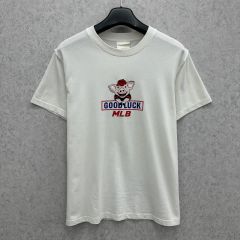 y473【MLB】刺繍ロゴTシャツ【メンズL】ブルー - メルカリ