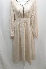 ◇ SHEENA DEL RAY 水玉 シアー フレア 透け感 長袖 ロング ワンピース サイズM アイボリー レディース E  【1301170010646】のサムネイル