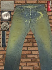 ⚠️⚠️ 希少な青耳!! W42(約104cm) ビックサイズ Levis リーバイス 1970s ビンテージ 雰囲気◎トップボタン刻印⑥ 赤耳 66後期 501 オリジナル 66前期に近い色落ち 縦の色落ち 土色 ブリーチ
