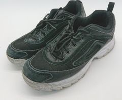 ◇ FILA フィラ ロゴ刺繍入り　異素材 スニーカー サイズ24.0 ブラック レディース E 【1301230015345】