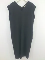 ◇ qualite カリテ Vネック フロントスリット 半袖 膝下丈 ワンピース サイズ36 ブラック レディース P  【1301240011818】のサムネイル