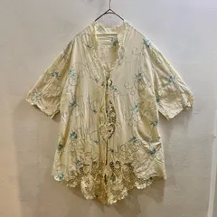 Vintage 90s 刺繍 ブラウス シャツ ヴィンテージ ヨーロッパ Europe 半袖 H982