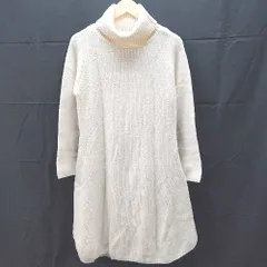 ◇ IEDIT リブニット モヘヤ風起毛 タートルネック ラグラン 長袖 膝丈 ワンピース サイズM アイボリー レディース E  【1301260033609】のサムネイル
