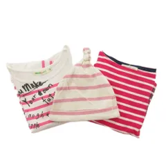 ビームス BEAMS ミニ B:MING Tシャツ カットソー 帽子 90 半袖 長袖 ボーダー柄 ピンク 白 ホワイト /NU ■GY14のサムネイル
