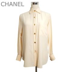 20896✨️CHANEL 金ボタン 長袖 シルクブラウス シャツ ベージュ 24000✨シャネル シルク100% ココマークボタン ブラウス シャツ - メルカリ
