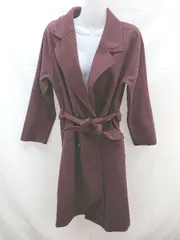 ◇ JUNOAH ジュノア ロング丈 シンプル 長袖 コート ジャケット サイズL ボルドー レディース E  【1301260047071】のサムネイル